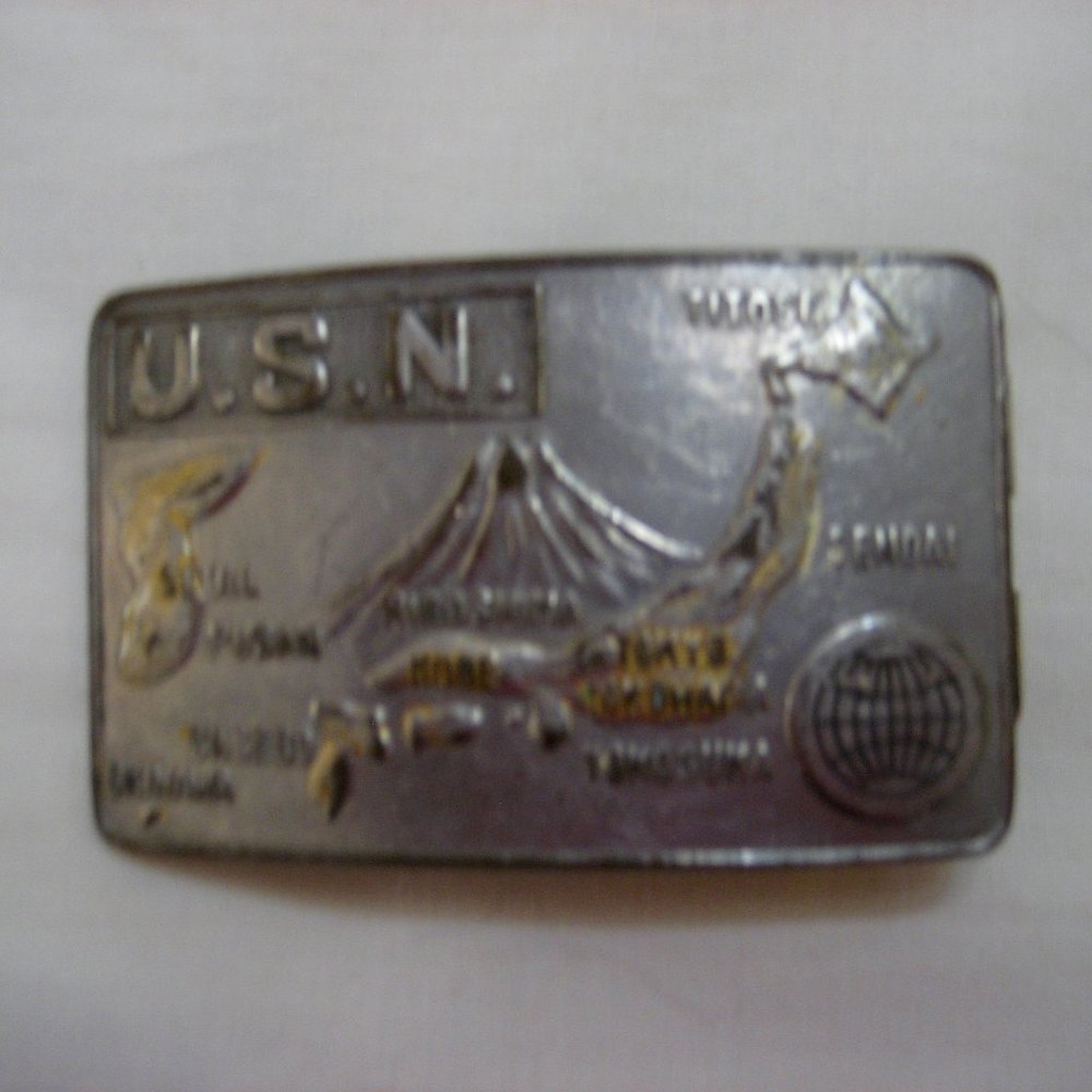 USN BELT BUCKLE OF THE PACIFIC THEATRE ISLANDS